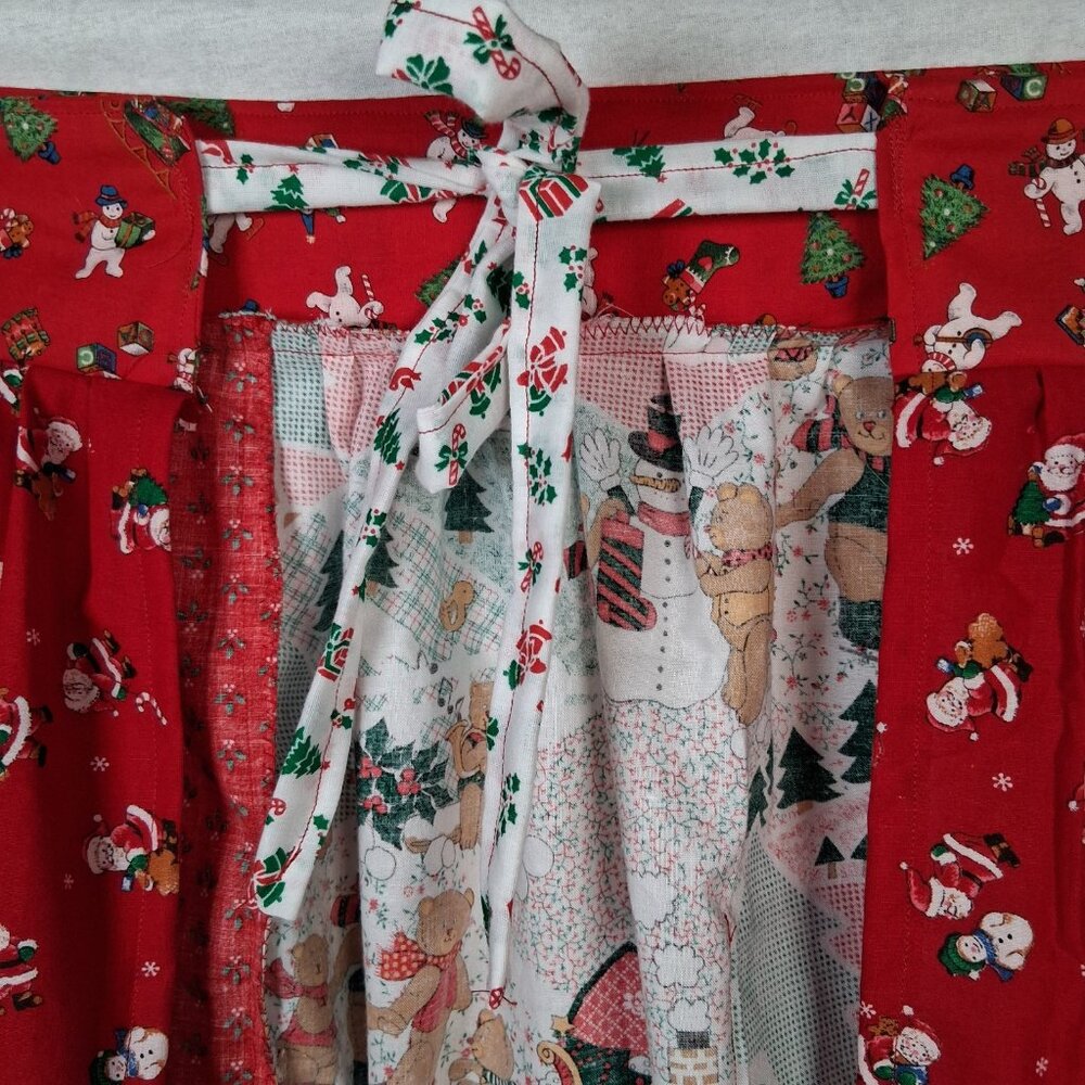 Handmade Christmas Teddy Bear Apron Patchwork Holiday One Of A Kind Homemade - Picture 13 of 15